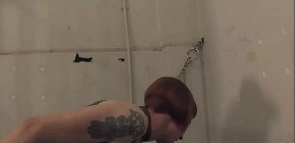  Redhead prison gaurd whipping sub in cell